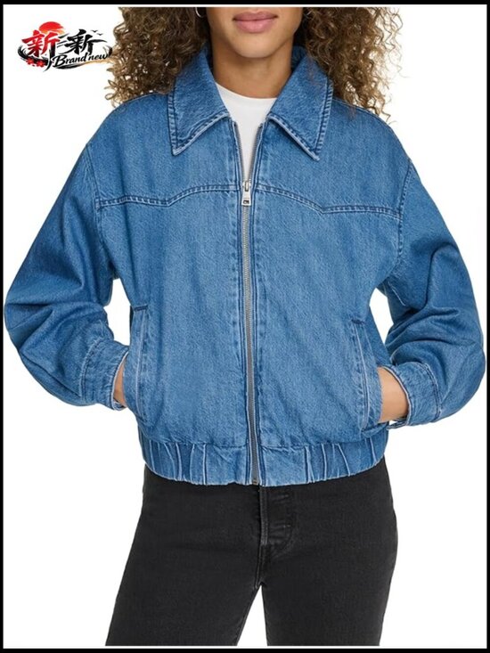 Jackets & Blazers - Western Denim Bomber Jacket with Arcuate Stitching